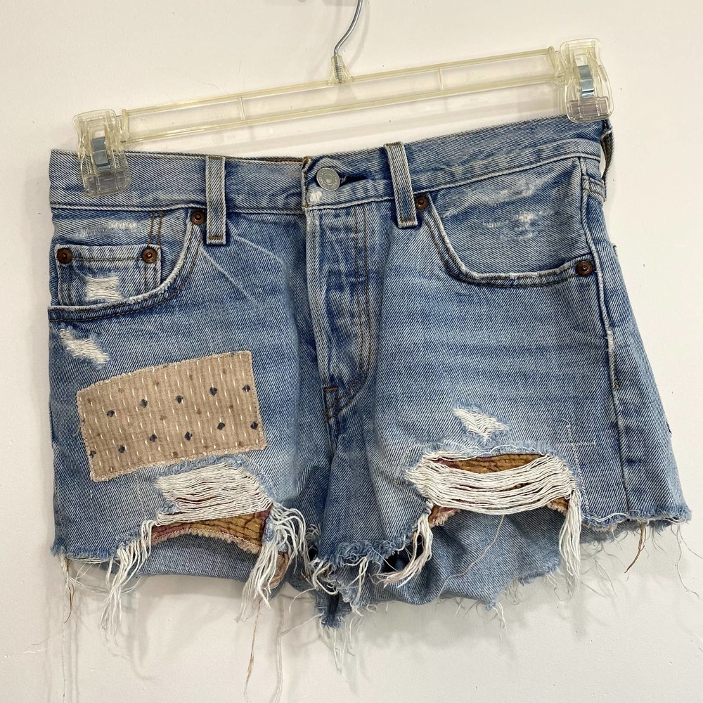 Levi's Jean High Waisted Shorts Distressed